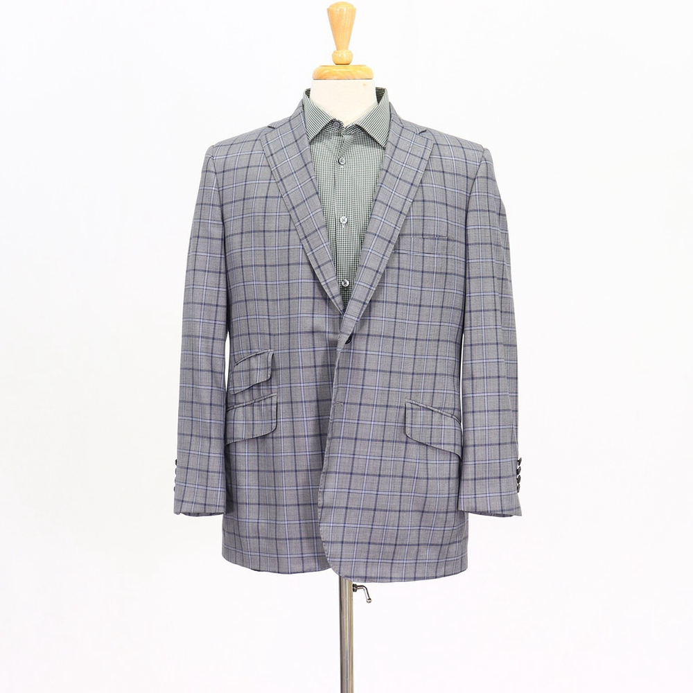 Tom James 42S Gray Sport Coat Blazer Jacket Check 2B Wool W117